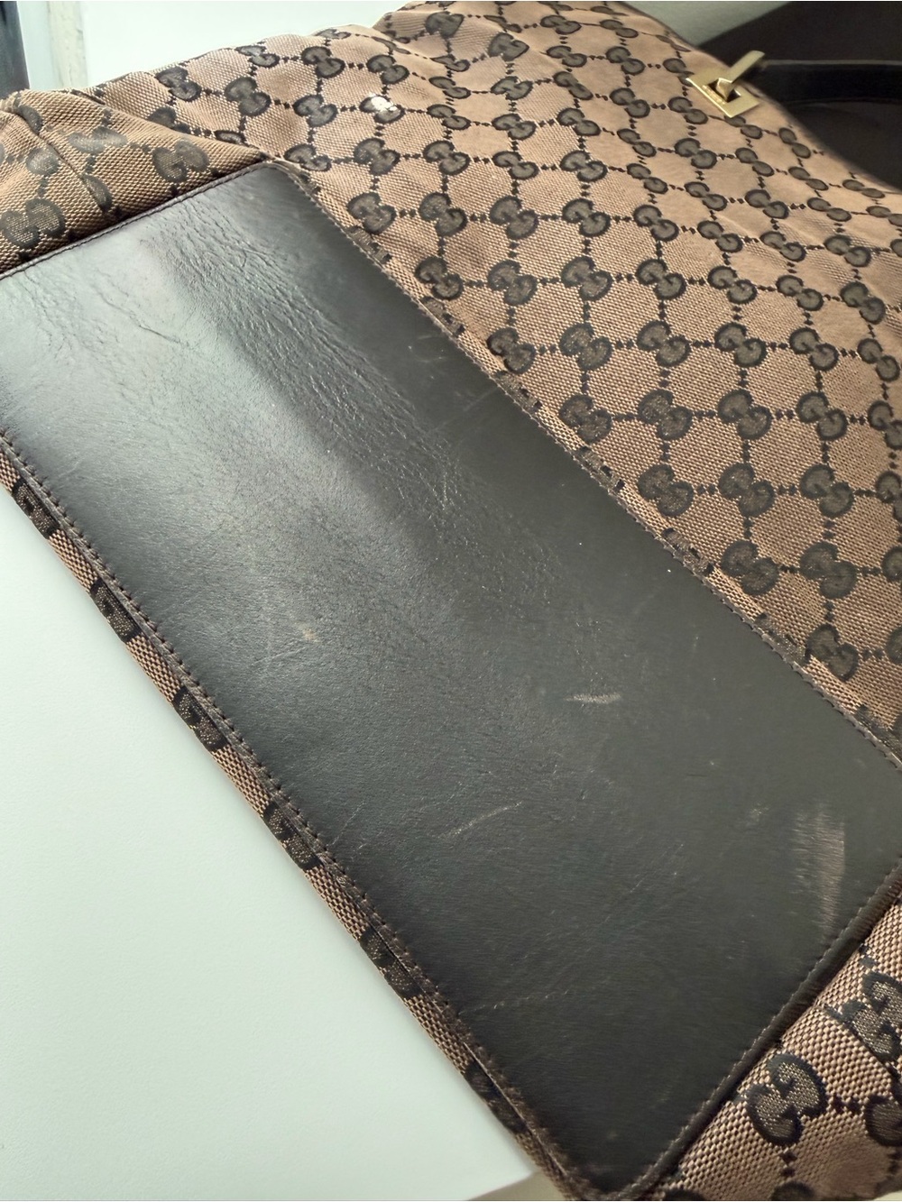 Authentic Gucci Brown and Black GG Canvas Tote - Picture 9 of 16